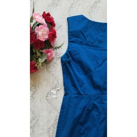 The Limited Blue Sleeveless Cotton Pencil Sheath Dress Size 2 - Picture 7 of 11